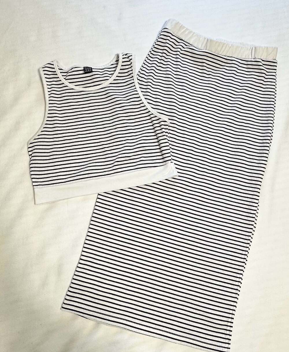 Shein Striped Two-Piece Set Size M Black White